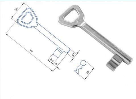 Klíč 01-15 č. 3 Zn - Vložky,zámky,klíče,frézky Klíče odlitky Klíče obyčejné